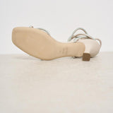 Sandalo donna beige con impunture verdi GIOIA MILK 3JUIN 