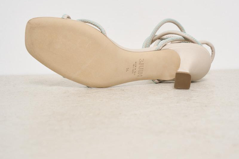 Sandalo donna beige con impunture verdi GIOIA MILK 3JUIN 