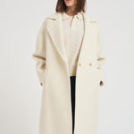 Cappotto donna midi in lana panna NAUSICA FENICE100 ACCADEMIE TESSILI 
