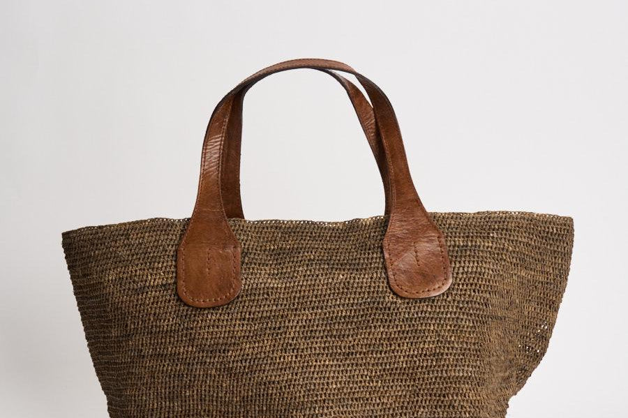 Borsa donna Tokyo in rafia marrone TOKYOII DARKTEA IBELIV 