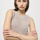 Gilet donna in maglia grigio con glitter MG000167D 2600 HERNO 