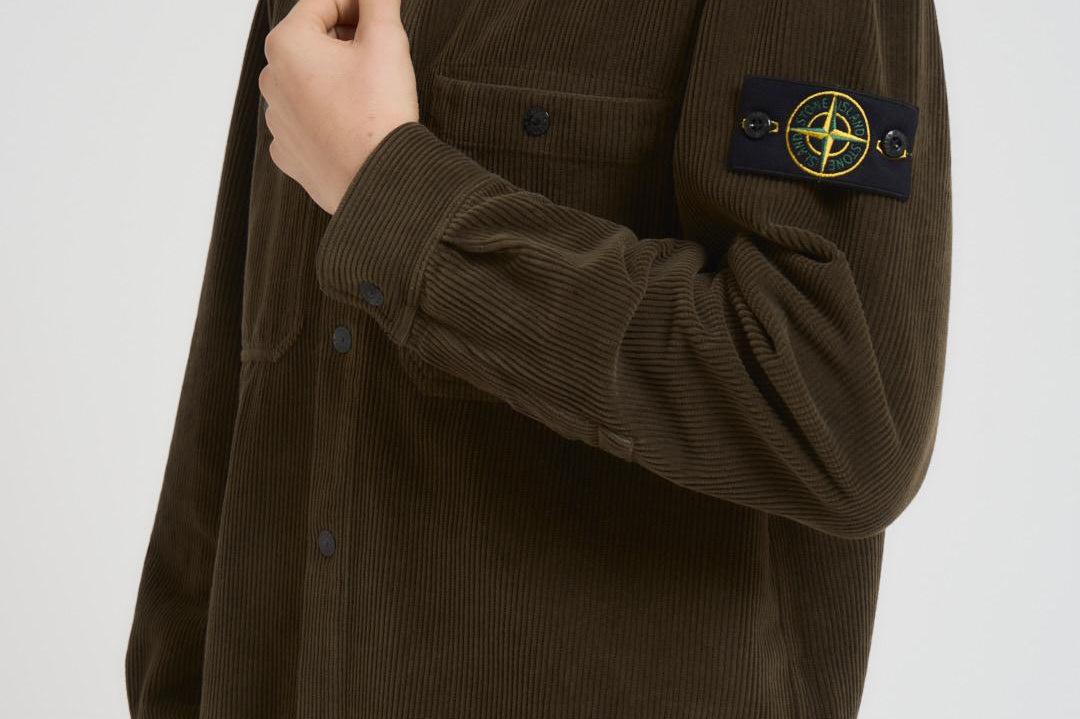 Camicia uomo a coste verde bosco 1200012 S0212V0054 STONE ISLAND 