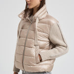 Bomber donna in nylon e maglia beige PI00138DR 1985 HERNO 