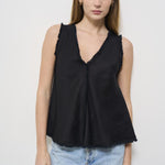 Top donna nero in lino D311664 BEACH25013 P.a.r.o.s.h. 