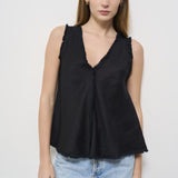Top donna nero in lino D311664 BEACH25013 P.a.r.o.s.h. 