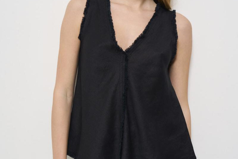Top donna nero in lino D311664 BEACH25013 P.a.r.o.s.h. 