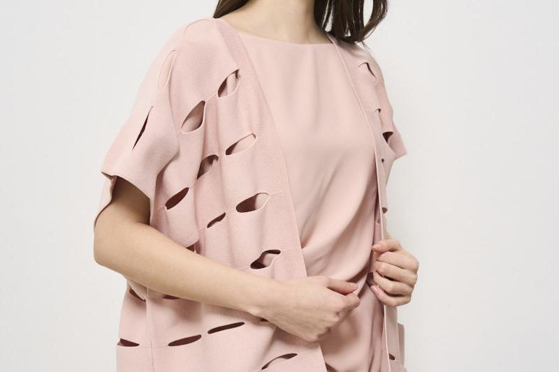 Cardigan donna traforato rosa F5SA74 F47 LIVIANA CONTI 