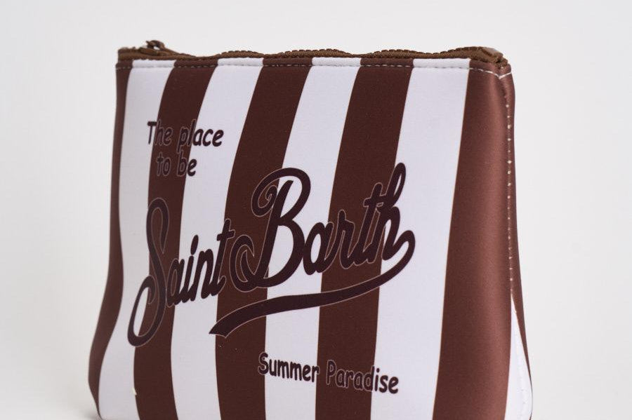 Pochette donna Aline a righe bianca e marrone ALINE 09242L MC2 SAINT BARTH 
