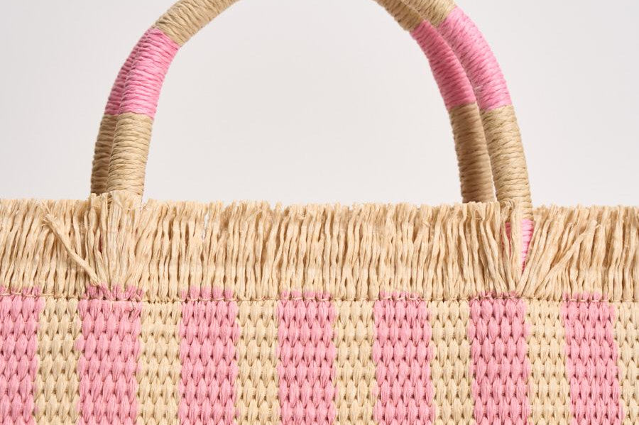 Borsa donna Colette in paglia a righe rosa COLETTESTRAWN 00407L MC2 SAINT BARTH 