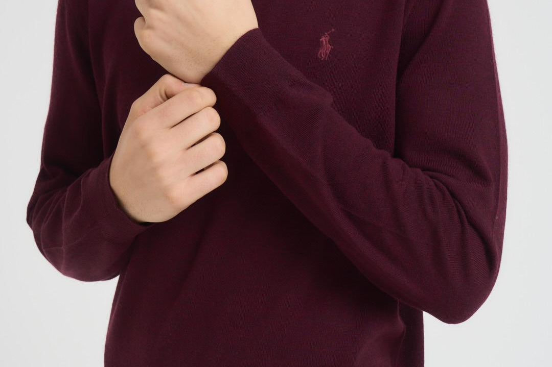 Maglia uomo in lana a girocollo bordeaux 710946143 005 RALPH LAUREN 
