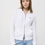 Felpa donna in maglia con zip bianca 211959124 002 RALPH LAUREN 