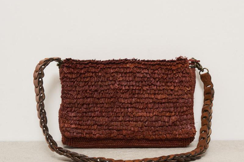 Pochette donna Hafa in rafia mattone HAFA WOOD IBELIV 