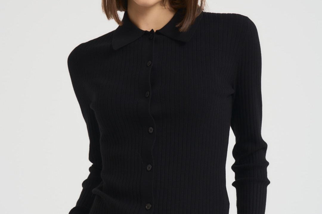 Polo donna in misto viscosa nero 31961 1433 FILIPPA K 