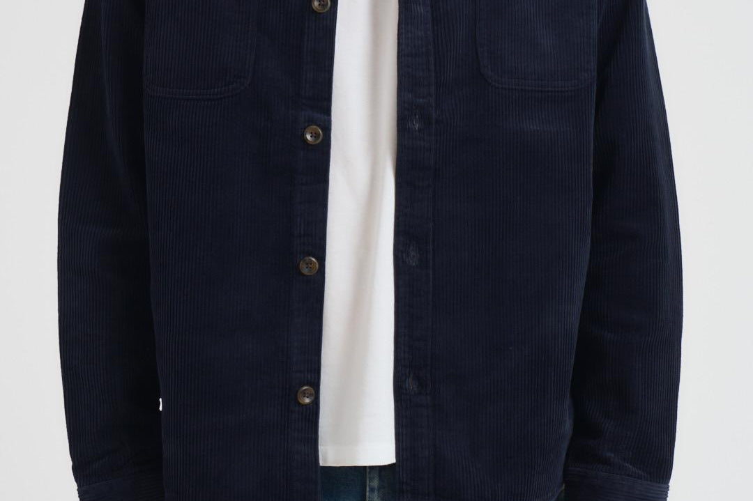 Overshirt uomo in velluto a coste blu 1000541 460 LES DEUX 
