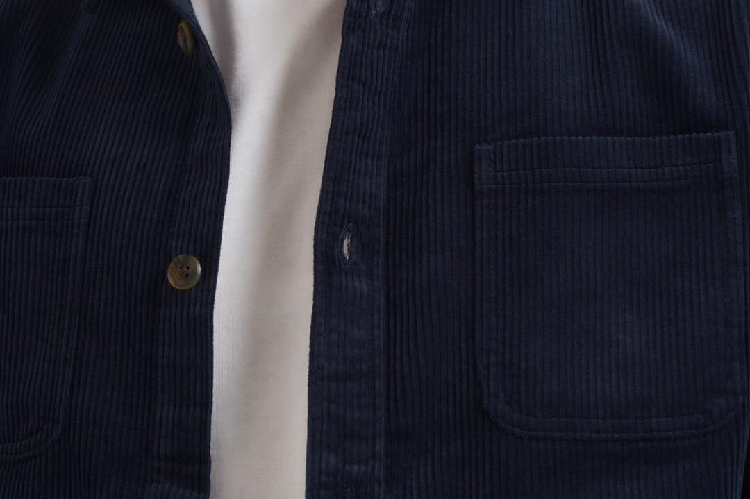 Overshirt uomo in velluto a coste blu 1000541 460 LES DEUX 