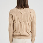 Maglione girocollo trecce donna Nils beige NILS 02ORGANIC KUJTEN 