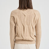 Maglione girocollo trecce donna Nils beige NILS 02ORGANIC KUJTEN 