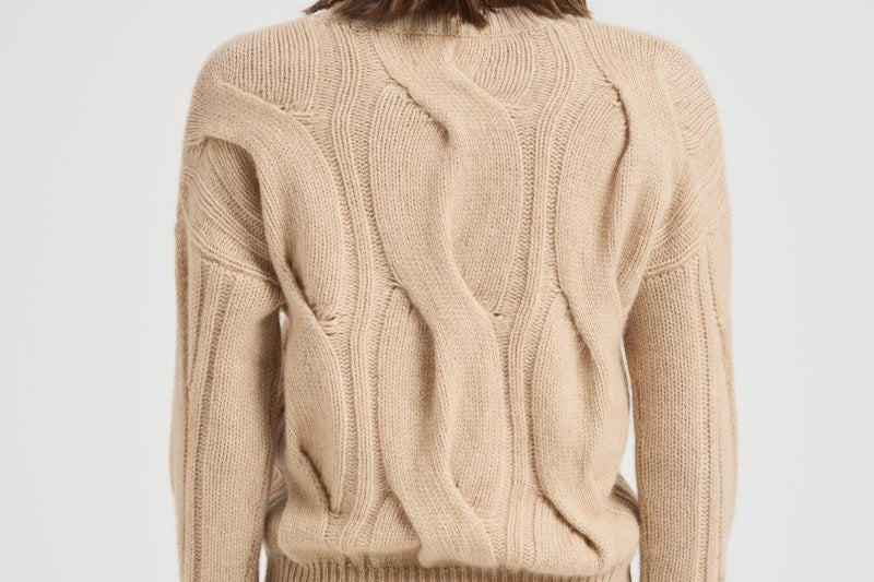 Maglione girocollo trecce donna Nils beige NILS 02ORGANIC KUJTEN 