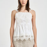 Top donna con ricami bianco W08170581 WHITE MAURIZIO MYKONOS 