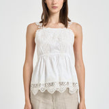 Top donna con ricami bianco W08170581 WHITE MAURIZIO MYKONOS 