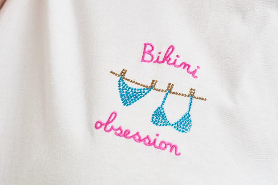 T-shirt donna girocollo bianca con ricamo EMILIE 00279L MC2 SAINT BARTH 
