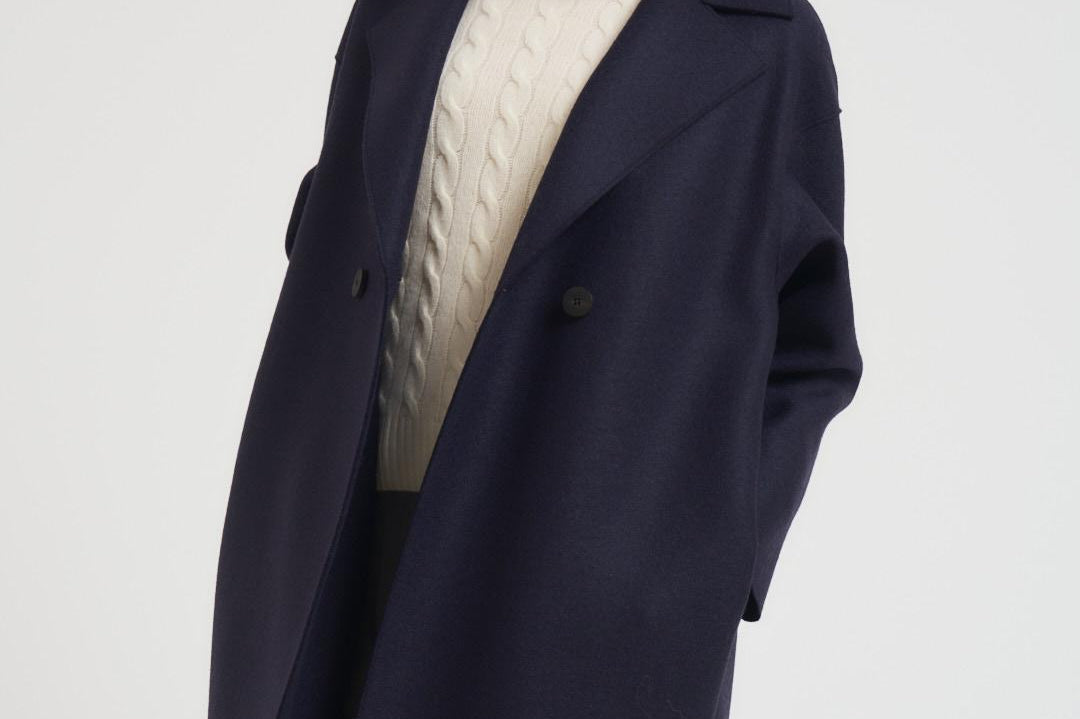 Cappotto donna doppiopetto blu AC1487 MLK358 HARRIS WHARF LONDON 