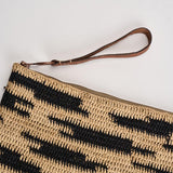 Pochette donna Ampy in rafia animalier nera AMPY ZEBRA IBELIV 