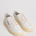 Sneakers donna medalist low in pelle bianca e rosa AULW LL16 AUTRY 