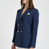 Giacca donna sartoriale doppiopetto blu navy FD3968 20369NAVY CIRCOLO 1901 