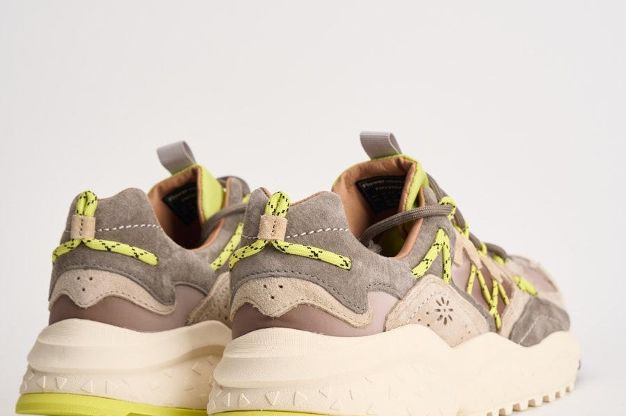Sneakers uomo Yamabushi beige e lime YAMABUSHIM 1D87LIME FLOWER MOUNTAIN 