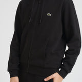 Felpa uomo con cappuccio in pile nera SH9626 031 LACOSTE 
