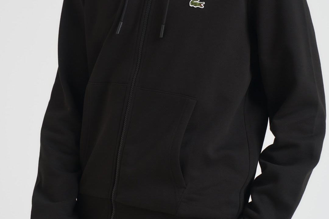 Felpa uomo con cappuccio in pile nera SH9626 031 LACOSTE 