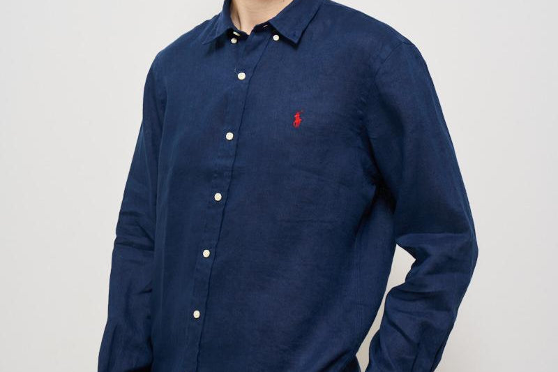 Camicia uomo in lino blu 710968915 007 RALPH LAUREN 