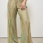 Pantaloni donna a palazzo in lamé verdi 13919 6014 FORTE FORTE 