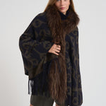 Mantella donna con pelliccia blu STOLA 4211428 BAZAR DELUXE 