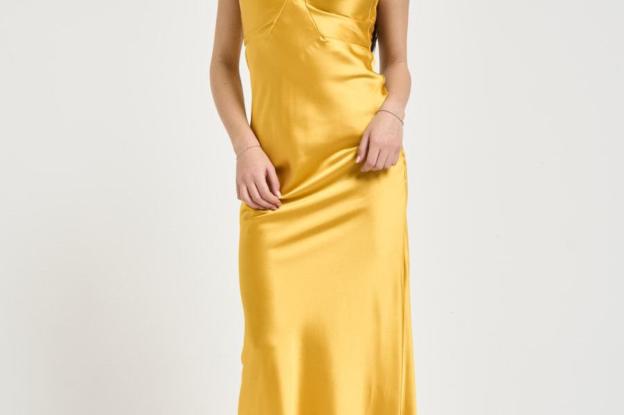 Abito donna satinato giallo ABR33 EV4 ELISABETTA FRANCHI 