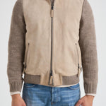 Giubbotto uomo in camoscio e tessuto beige FRANCIS KNIT 505 THE JACK LEATHERS 