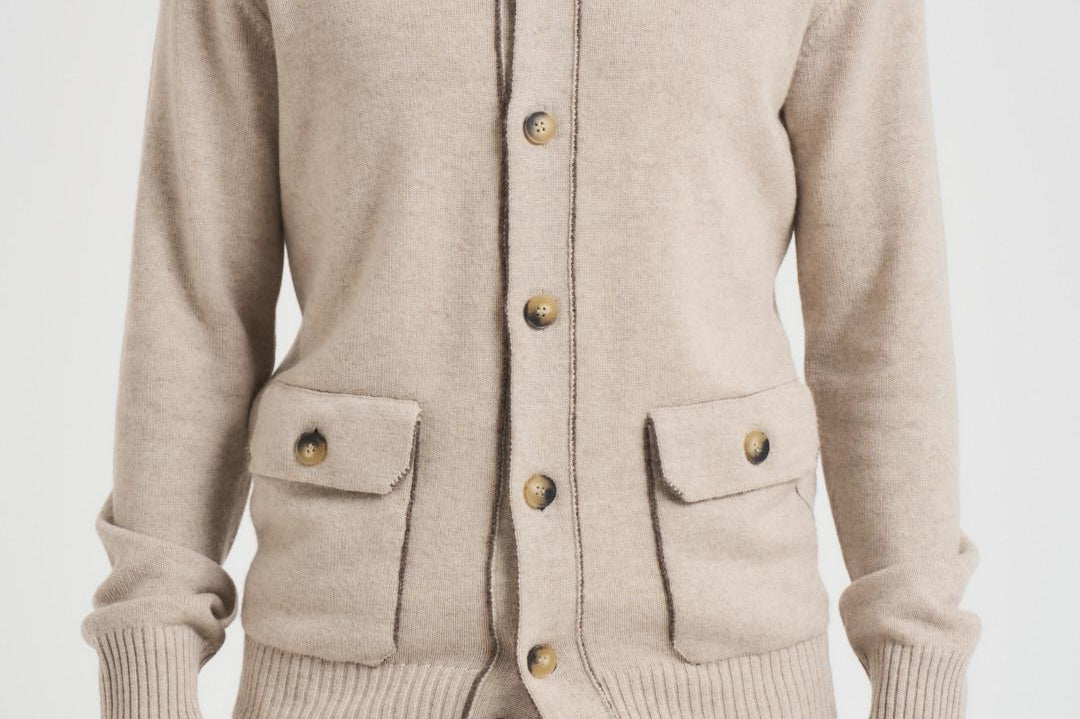 Cardigan uomo sabbia 2100 5602937 KANGRA 