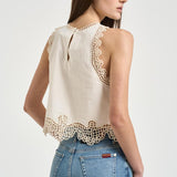 Top donna avorio con ricami 14600 0038 FORTE FORTE 