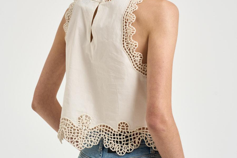 Top donna avorio con ricami 14600 0038 FORTE FORTE 