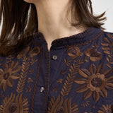 Blusa donna ricamata a mano marrone MATIAS BIGBLOUSENAVY ANTIK BATIK 