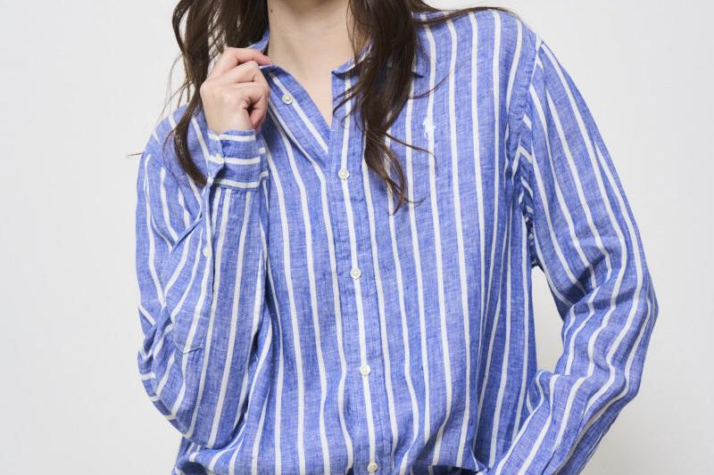 Camicia donna a righe celeste 211935130 005 RALPH LAUREN 