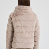 Piumino donna in eco pelliccia beige PI001935D 1985 HERNO 