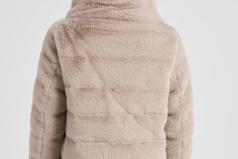 Piumino donna in eco pelliccia beige PI001935D 1985 HERNO 