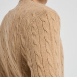 Maglia uomo a treccia cammello 710876762 009 RALPH LAUREN 