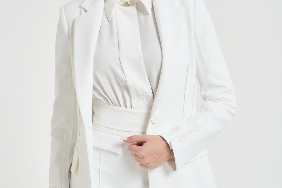 Giacca donna monopetto bianca GI216 360 ELISABETTA FRANCHI 