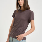 T-shirt donna in lino tortora THIRD MOCHA IRO 