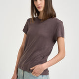 T-shirt donna in lino tortora THIRD MOCHA IRO 