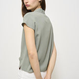 Blusa smanicata donna verde salvia 5S1003 L8045704 GLANSHIRT 