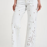Jeans donna Amia traforati in denim bianco PA0698FA D2H01WHITE ISABEL MARANT 